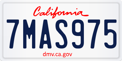 CA license plate 7MAS975