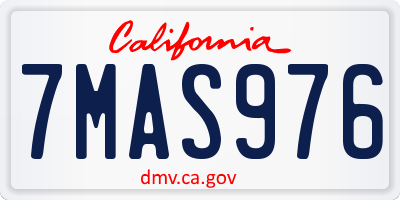 CA license plate 7MAS976