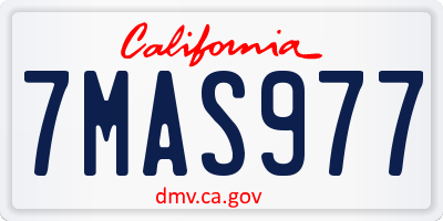 CA license plate 7MAS977