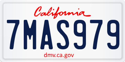 CA license plate 7MAS979