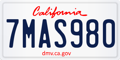 CA license plate 7MAS980