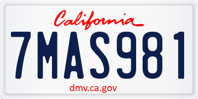 CA license plate 7MAS981