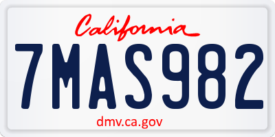 CA license plate 7MAS982