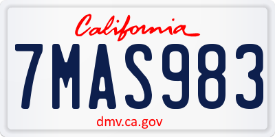 CA license plate 7MAS983