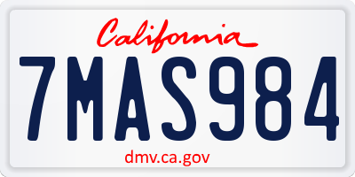 CA license plate 7MAS984