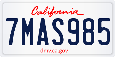 CA license plate 7MAS985