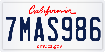 CA license plate 7MAS986