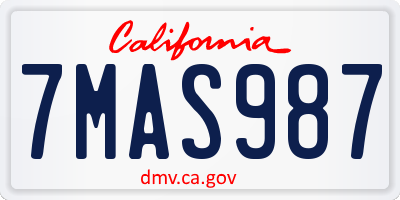 CA license plate 7MAS987