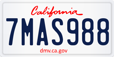 CA license plate 7MAS988