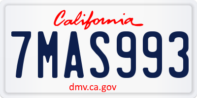 CA license plate 7MAS993