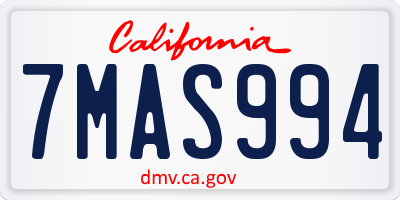 CA license plate 7MAS994