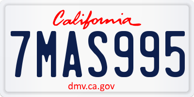 CA license plate 7MAS995
