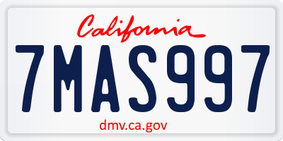 CA license plate 7MAS997
