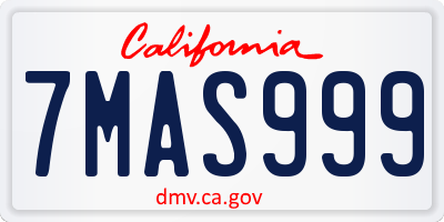 CA license plate 7MAS999