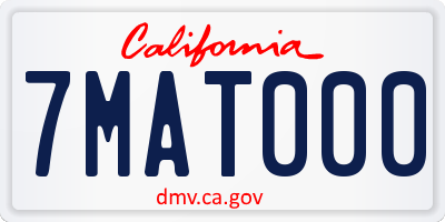 CA license plate 7MAT000