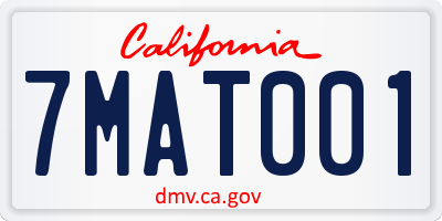 CA license plate 7MAT001