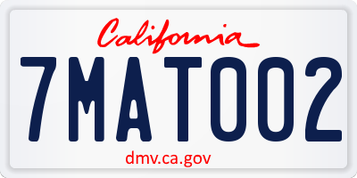 CA license plate 7MAT002