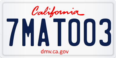 CA license plate 7MAT003