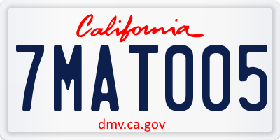 CA license plate 7MAT005