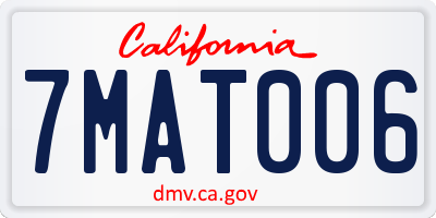 CA license plate 7MAT006