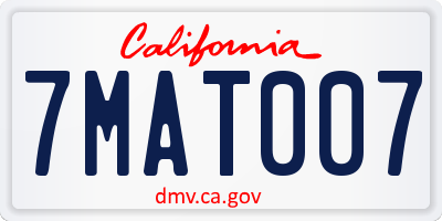 CA license plate 7MAT007