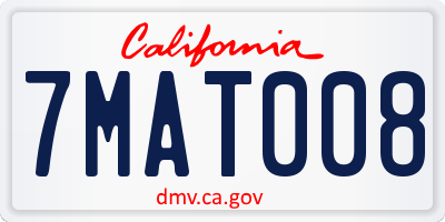 CA license plate 7MAT008