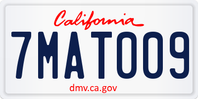 CA license plate 7MAT009