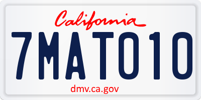 CA license plate 7MAT010