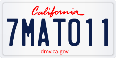 CA license plate 7MAT011