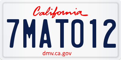 CA license plate 7MAT012