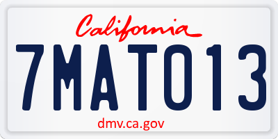 CA license plate 7MAT013