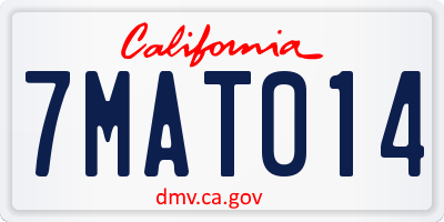 CA license plate 7MAT014