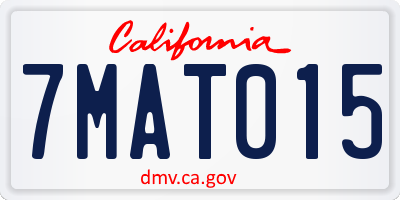 CA license plate 7MAT015