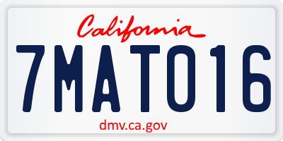 CA license plate 7MAT016