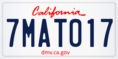 CA license plate 7MAT017