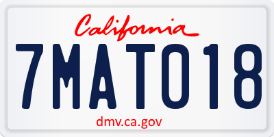 CA license plate 7MAT018