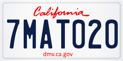 CA license plate 7MAT020