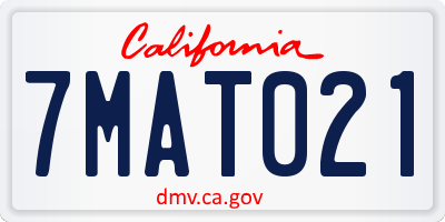 CA license plate 7MAT021