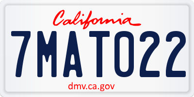 CA license plate 7MAT022