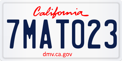 CA license plate 7MAT023