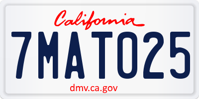 CA license plate 7MAT025