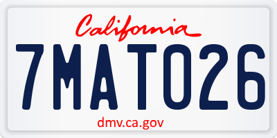 CA license plate 7MAT026