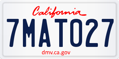 CA license plate 7MAT027