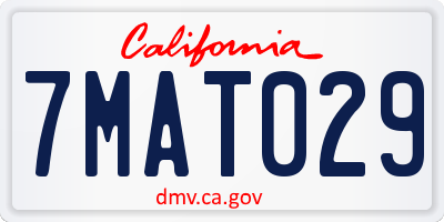 CA license plate 7MAT029