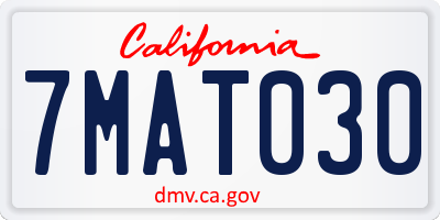CA license plate 7MAT030