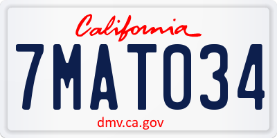 CA license plate 7MAT034