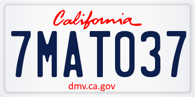 CA license plate 7MAT037