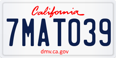 CA license plate 7MAT039