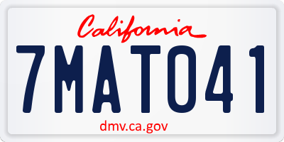 CA license plate 7MAT041