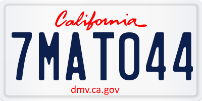 CA license plate 7MAT044